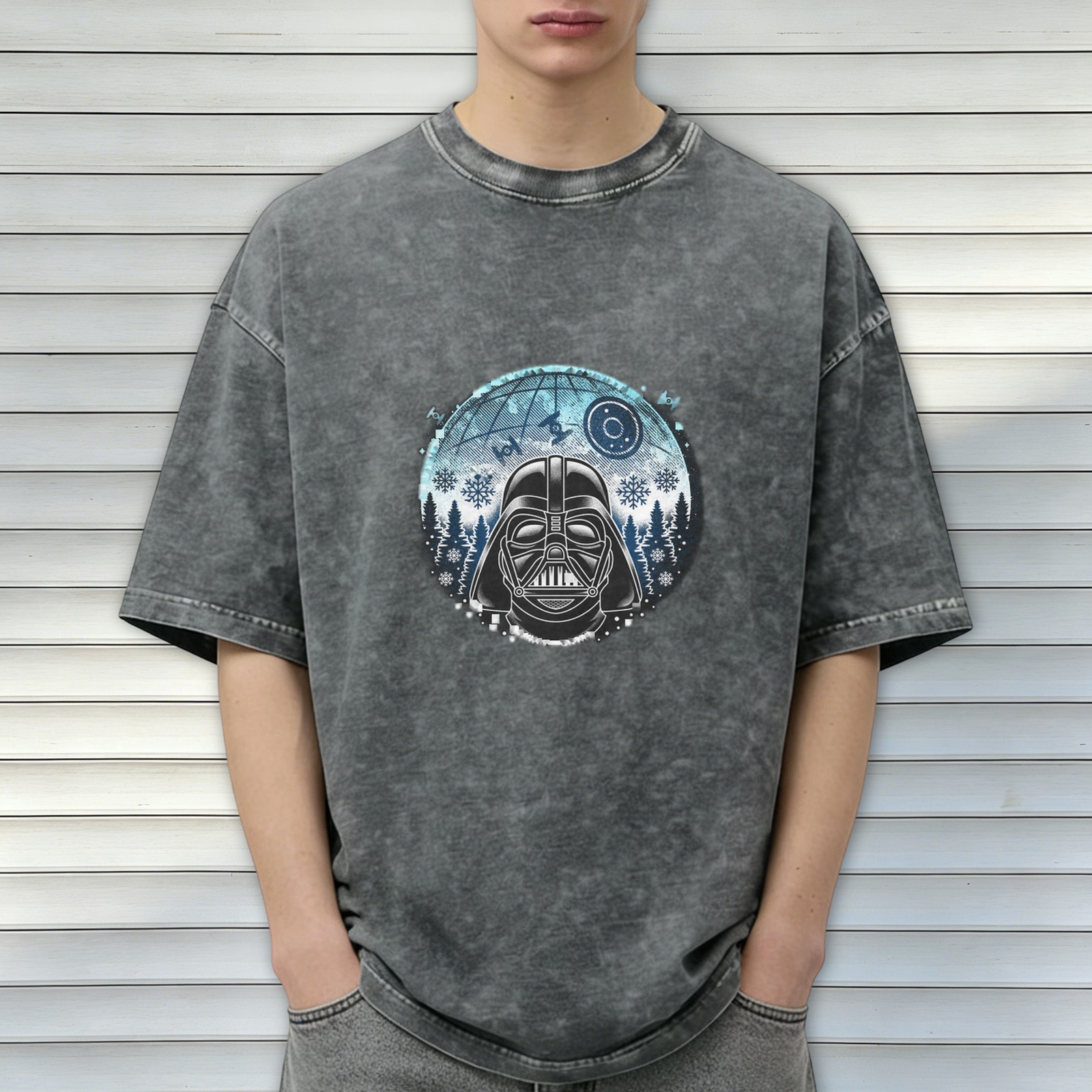 Star Wars Darth Vader Winter Graphic Acid Wash T-Shirt