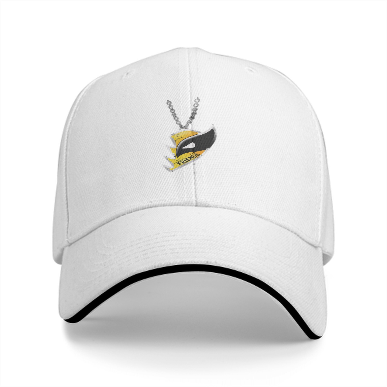 Black Baseball Cap With Mask Pendant Graphic Design