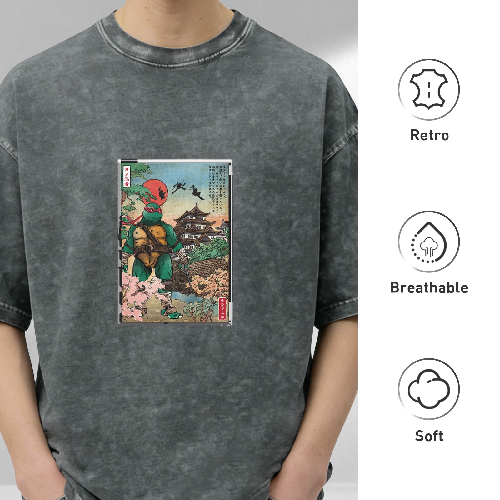 Teenage Mutant Ninja Turtles Ukiyo-e Graphic Acid Wash T-Shirt
