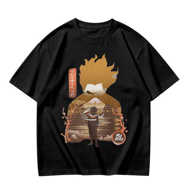 Anime Hero Graphic Olive Green Short Sleeve T-Shirt