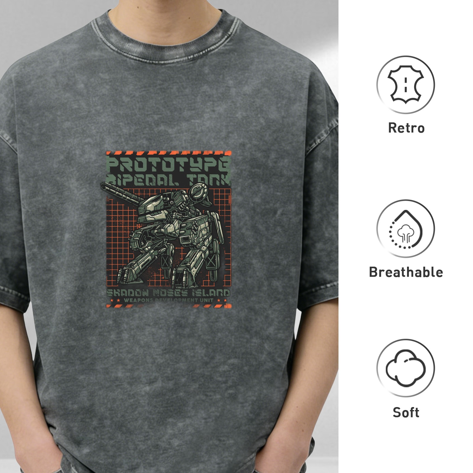 Prototype Bipedal Tank Graphic Dark Wash T-Shirt
