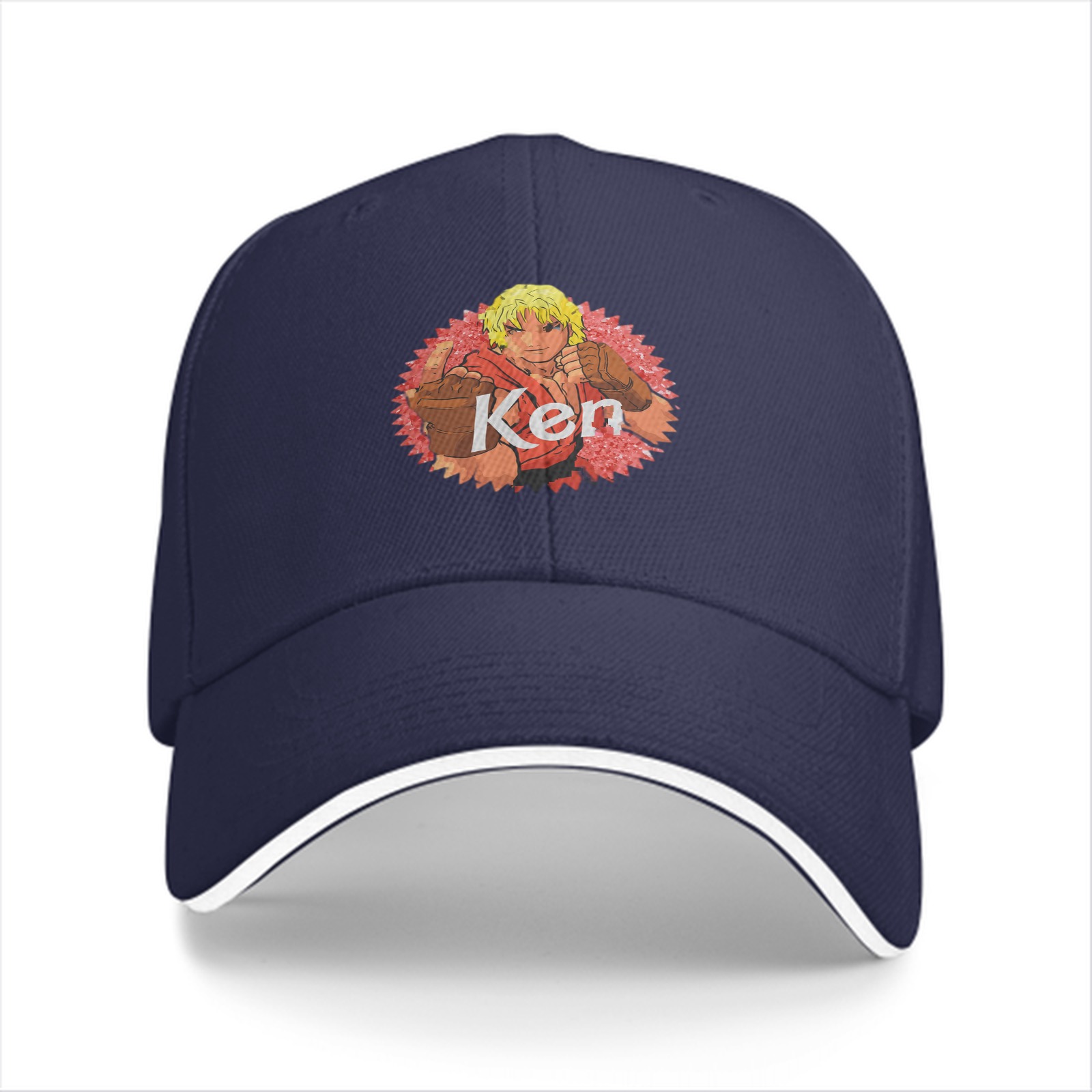 Black Baseball Cap Featuring Street Fighter Ken Design
