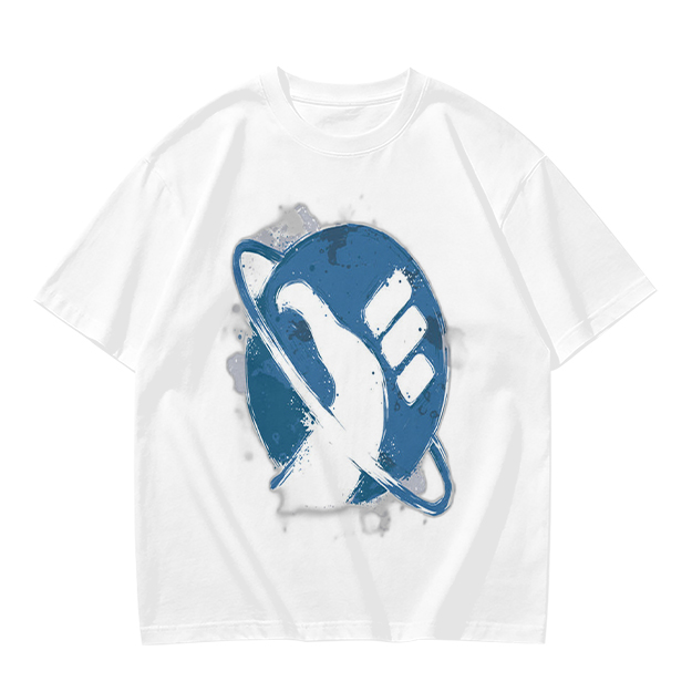 Olive Green T-Shirt with Saturn Fist Graphic Print