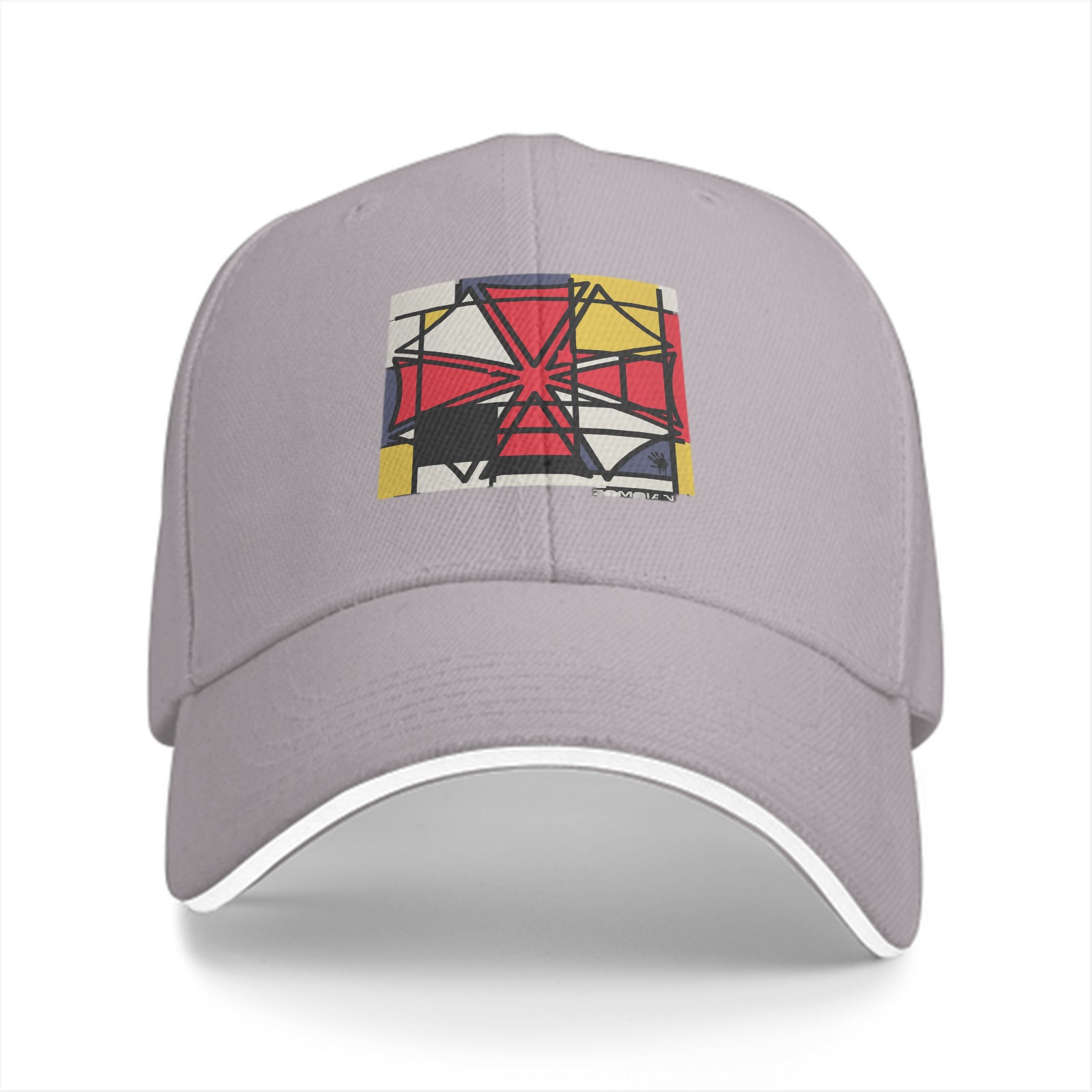 Black Baseball Cap With Abstract Geometric Art Print