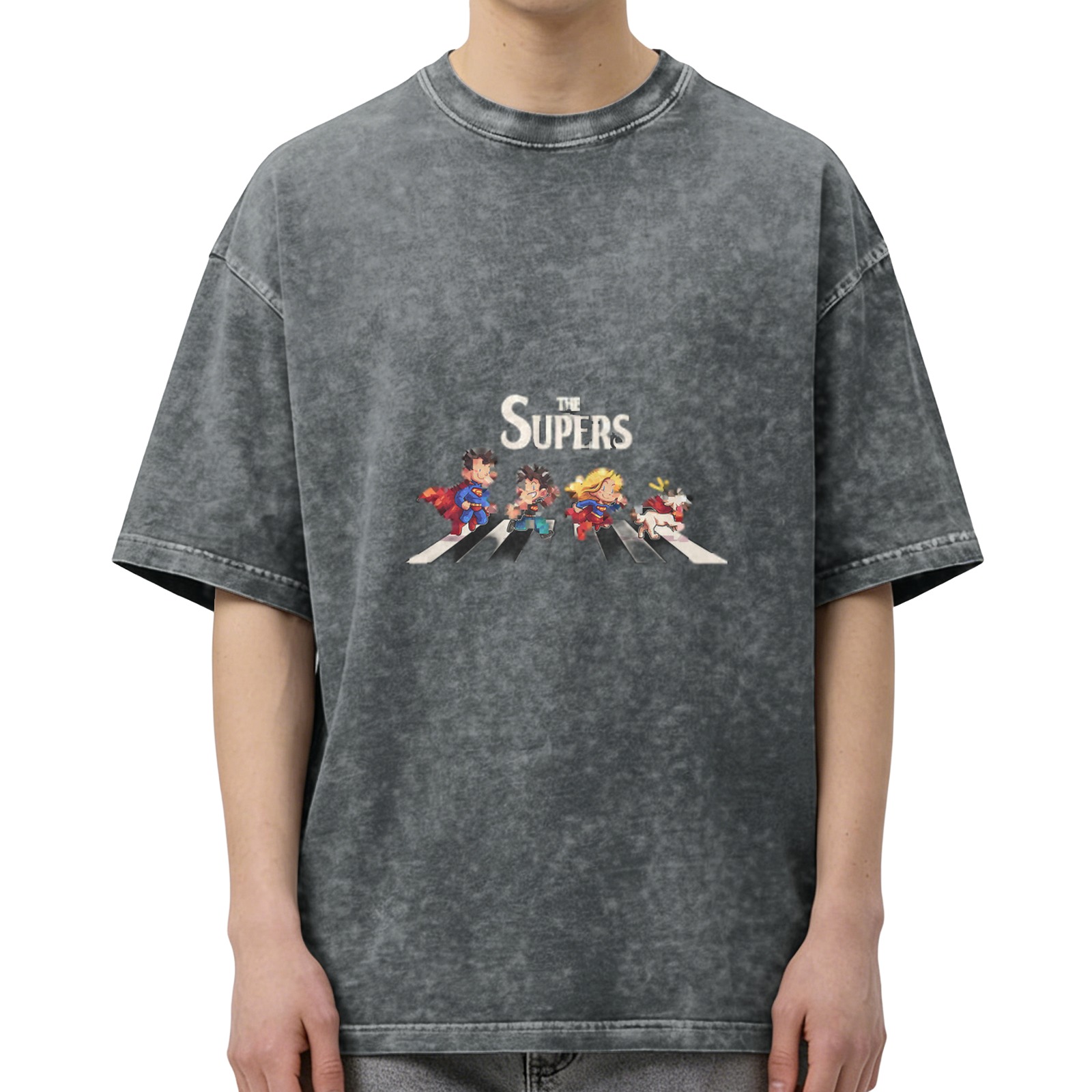 The Supers Superhero Abbey Road Graphic Vintage Wash T-Shirt