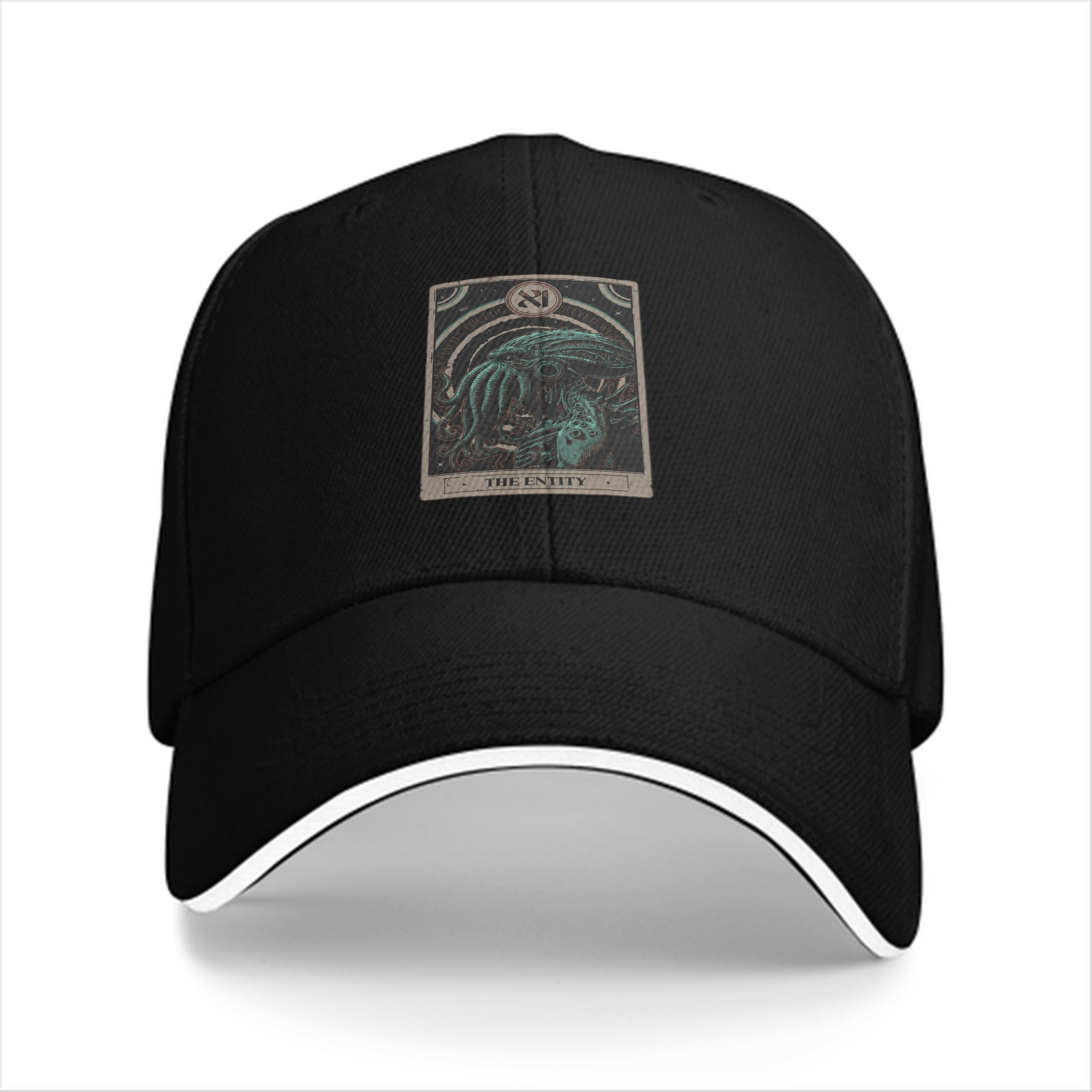 Black baseball cap with The Entity Cthulhu tarot-style graphic