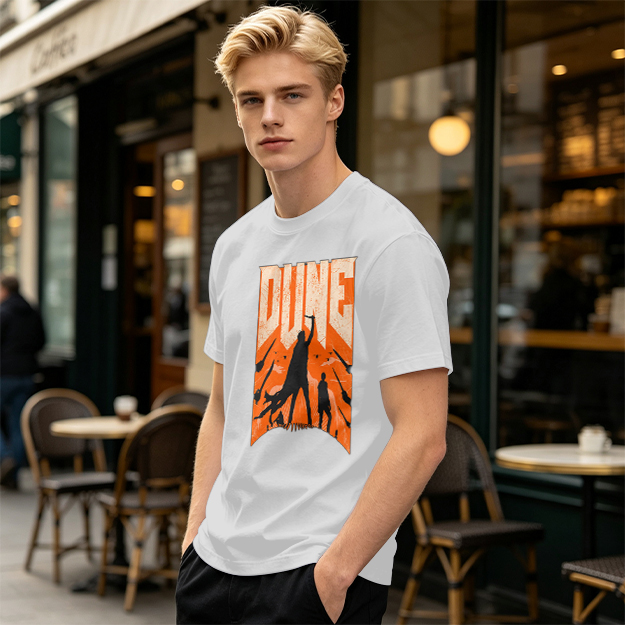 Dune Themed Silhouette Graphic Print Olive T-Shirt