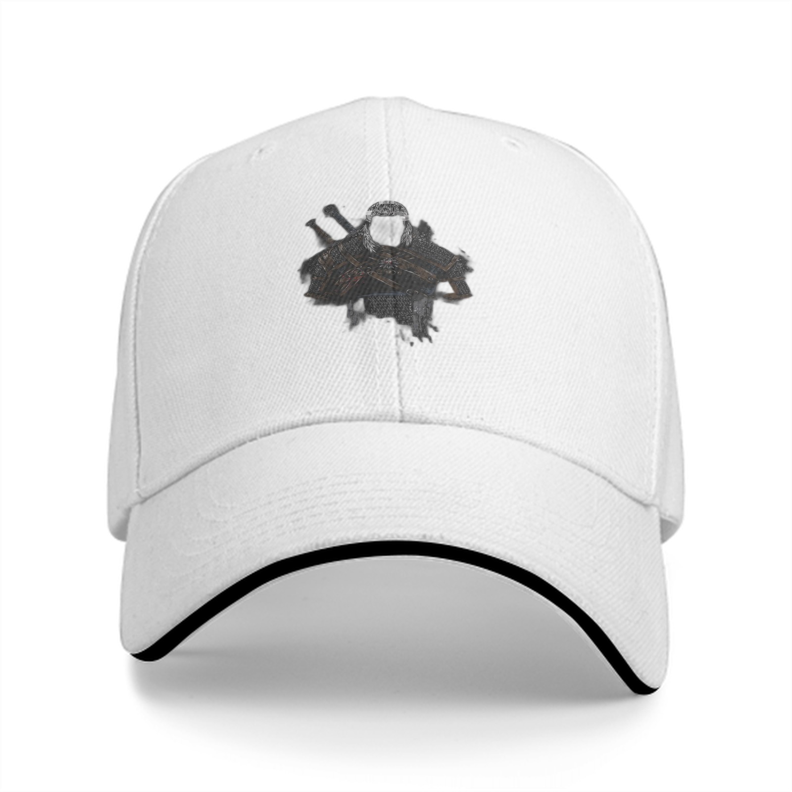 Black baseball cap with fantasy warrior graphic print
