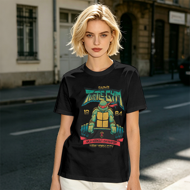 Olive T-shirt with Teenage Mutant Ninja Turtle Gym Print