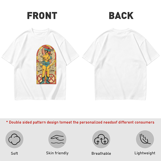 Olive T-shirt with Wolverine Stained Glass Style Print