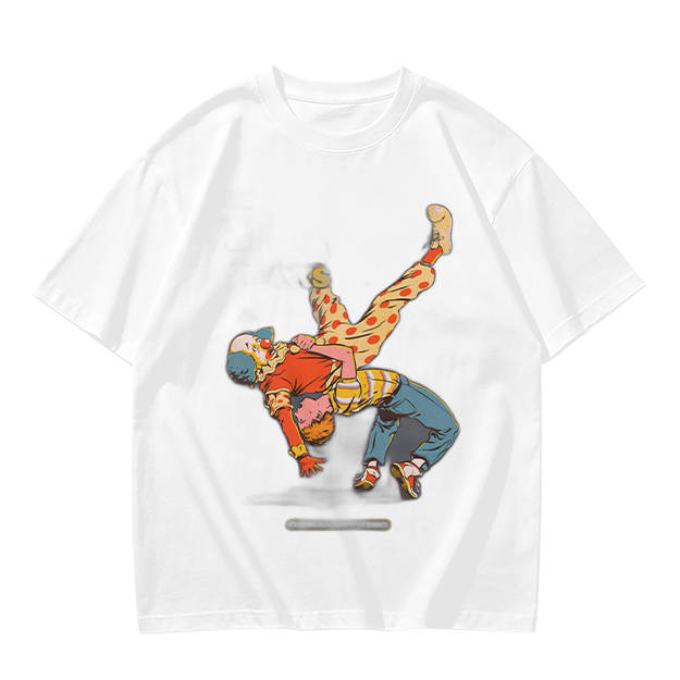 Olive T-Shirt With Clown Wrestling Graphic Print