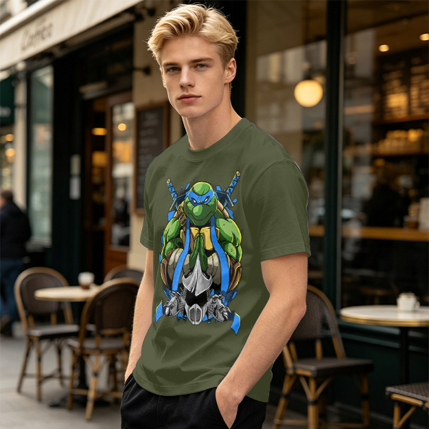 Olive Green Teenage Mutant Ninja Turtles Leonardo Graphic T-Shirt
