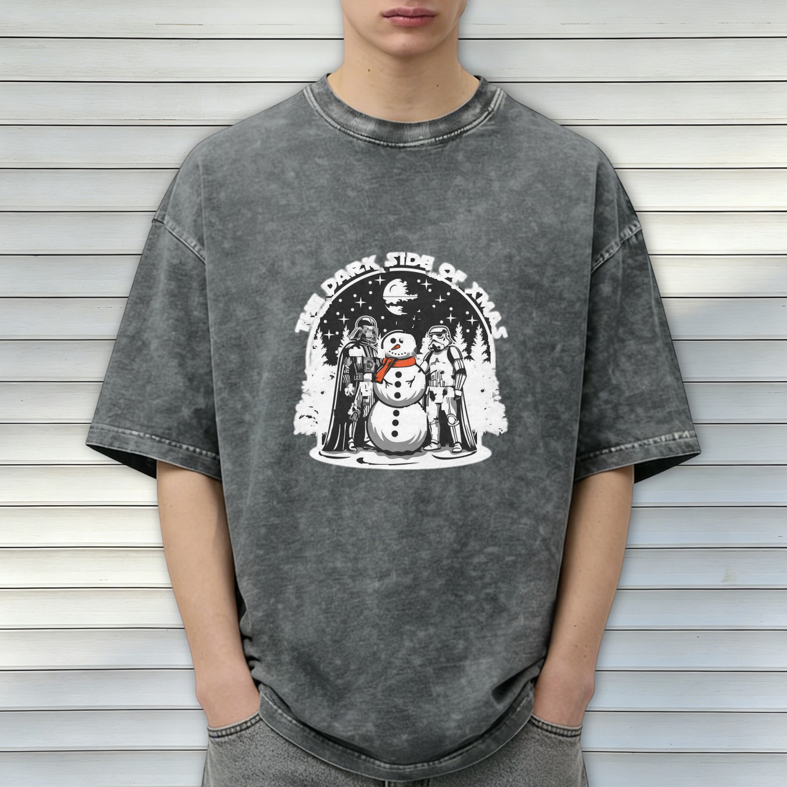 Dark Side of Xmas Star Wars Snowman Graphic T-Shirt