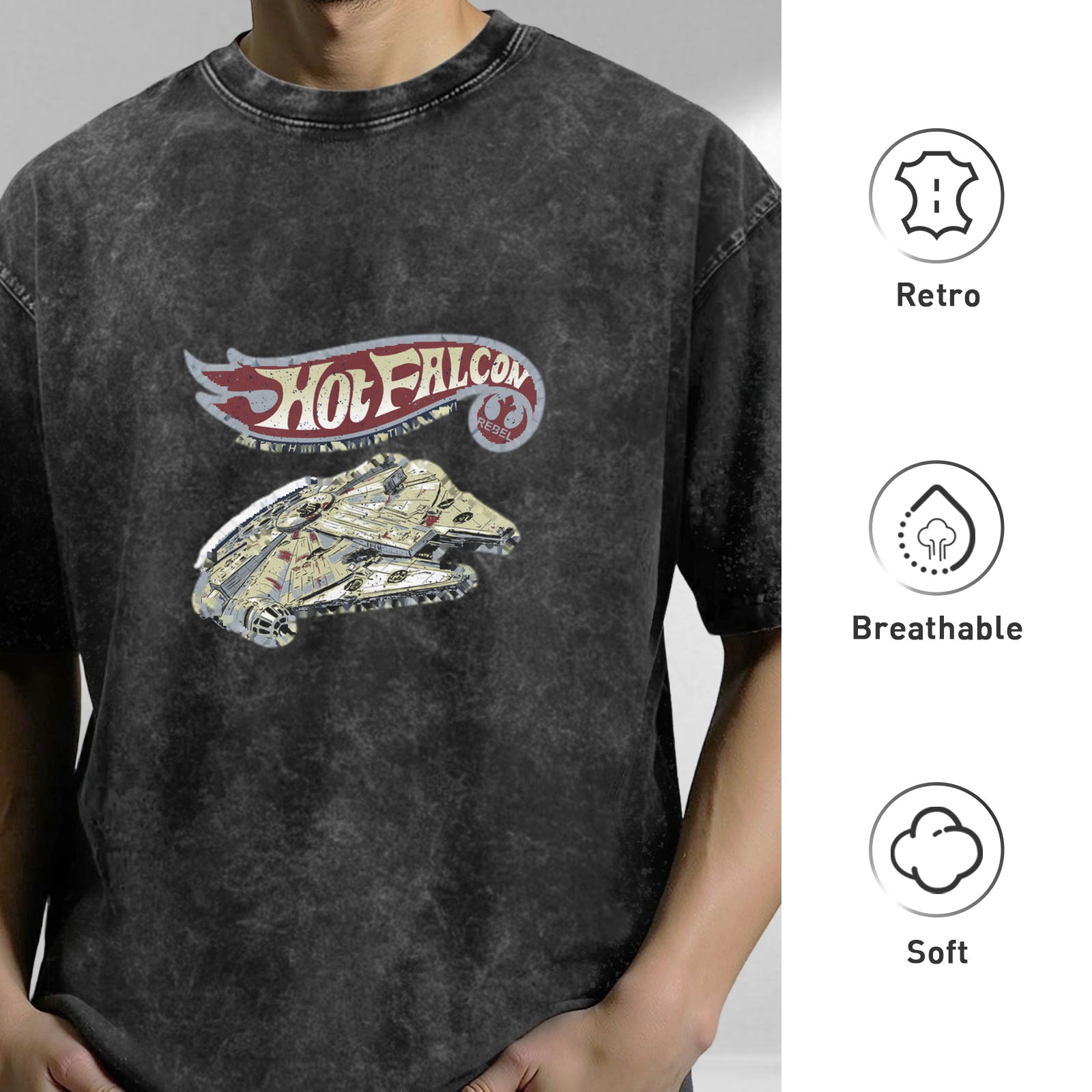 Vintage Style Hot Falcon Millennium Falcon Graphic T-Shirt
