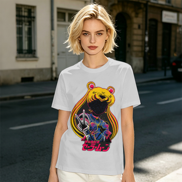 Olive T-shirt with Sailor Moon anime graphic print