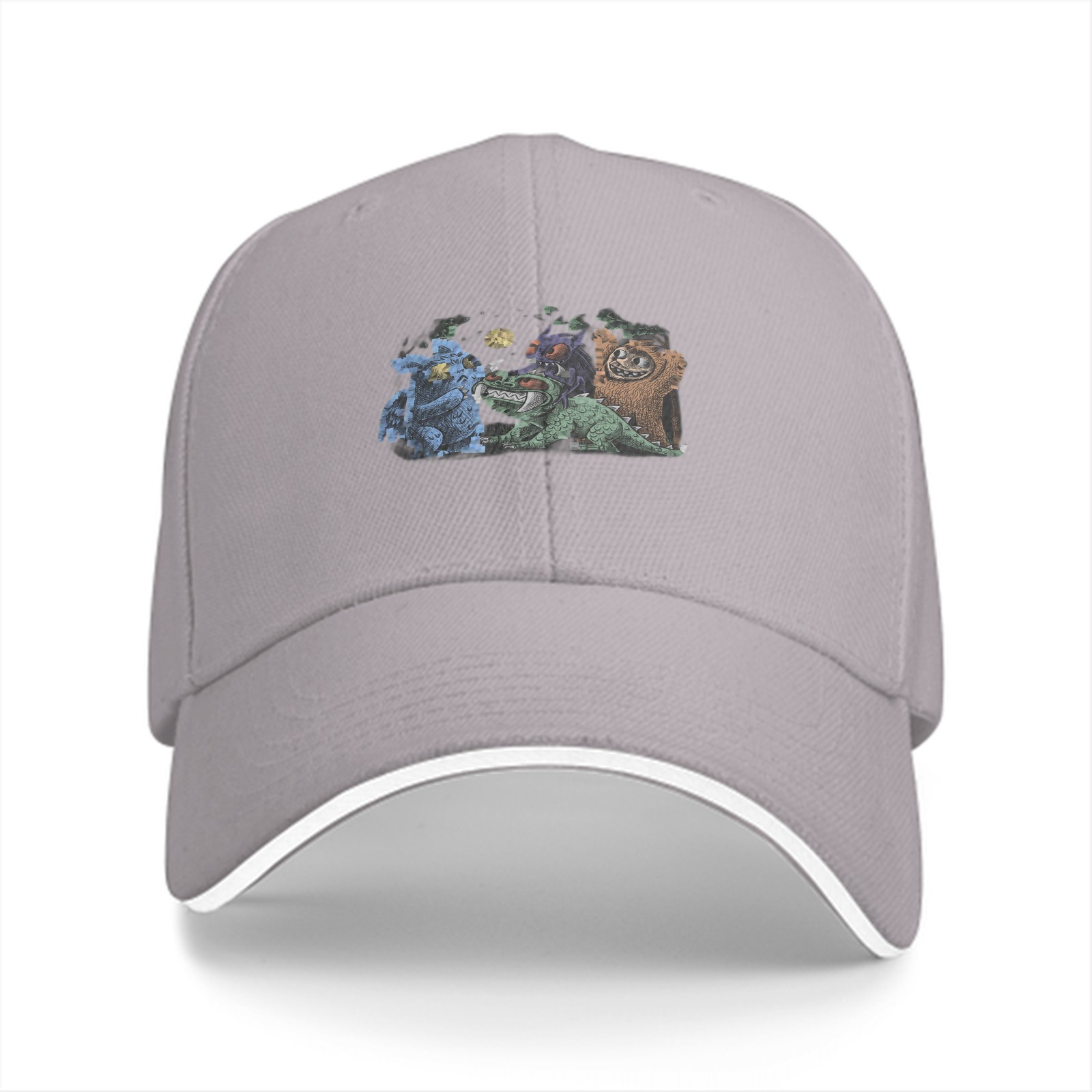 Black Baseball Cap with Fantasy Monster Creature Art Print