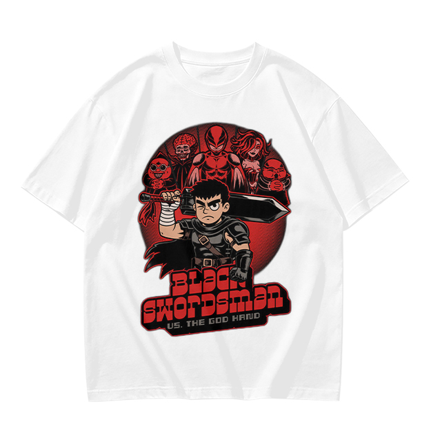 Black Swordsman vs God Hand Anime Graphic T-Shirt