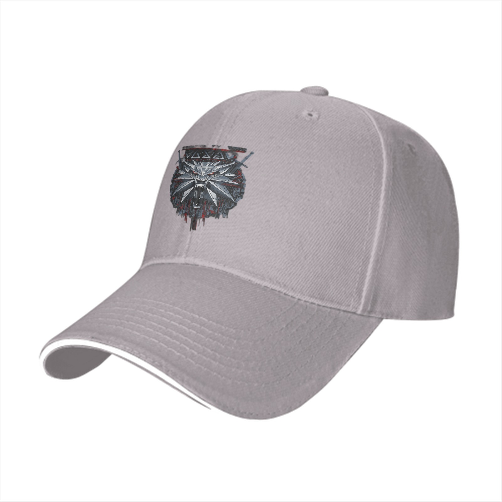 Black Baseball Cap With Witcher Wolf Medallion Graphic
