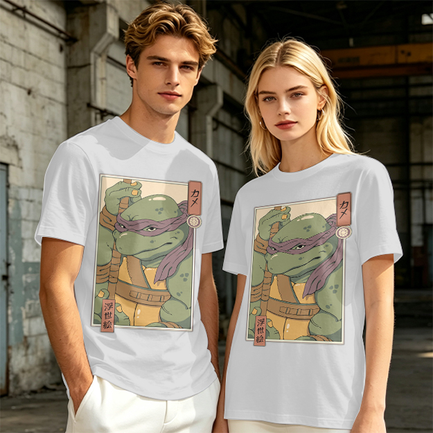 Olive T-shirt with Ukiyo-e style Donatello graphic print