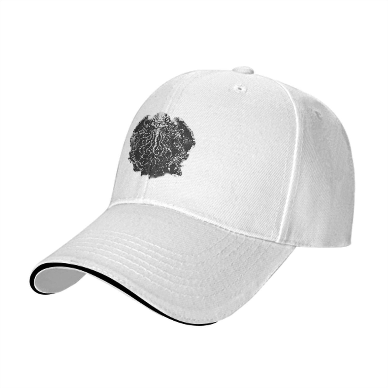Black Baseball Cap With Cthulhu Octopus Monster Graphic