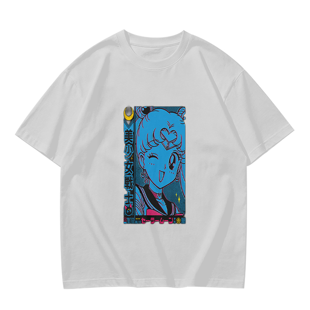 Olive anime graphic t-shirt with magical girl character print