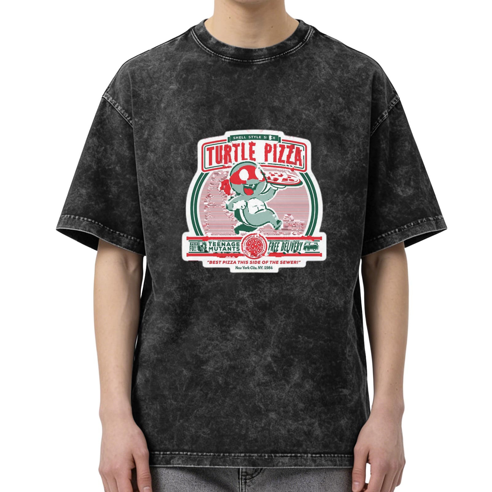 Teenage Mutant Ninja Turtles Turtle Pizza Graphic Acid Wash T-Shirt