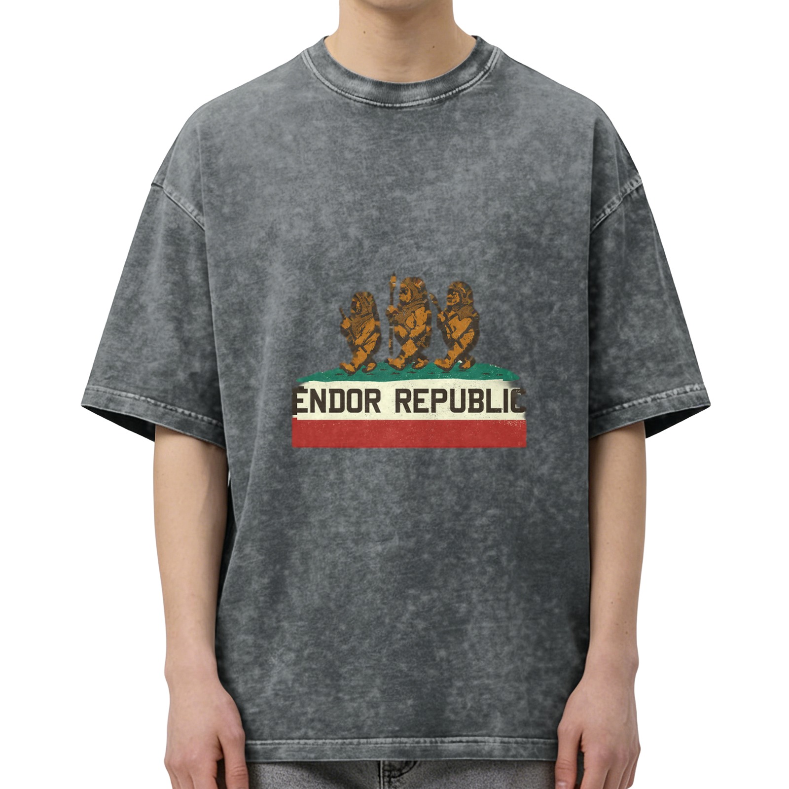 Endor Republic Ewok Flag Design Acid Wash T-Shirt
