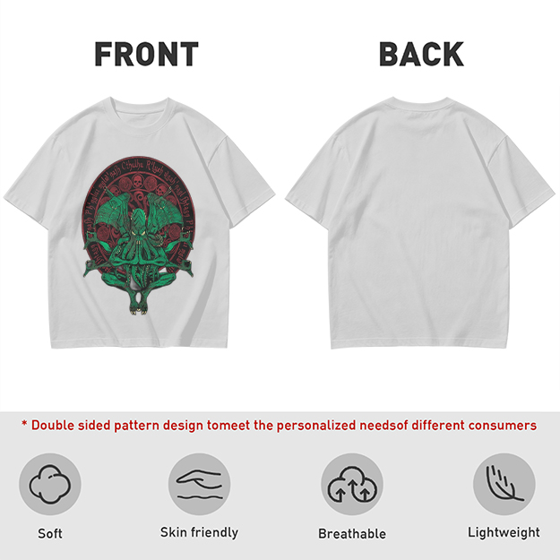 Olive Green Cthulhu Occult Seal Graphic T-Shirt