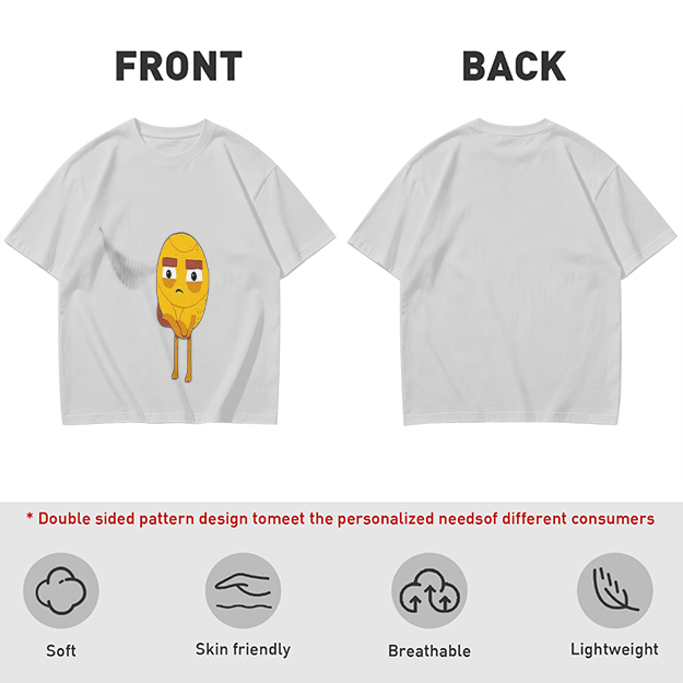 Olive T-Shirt With Sad Yellow Cartoon Character Print