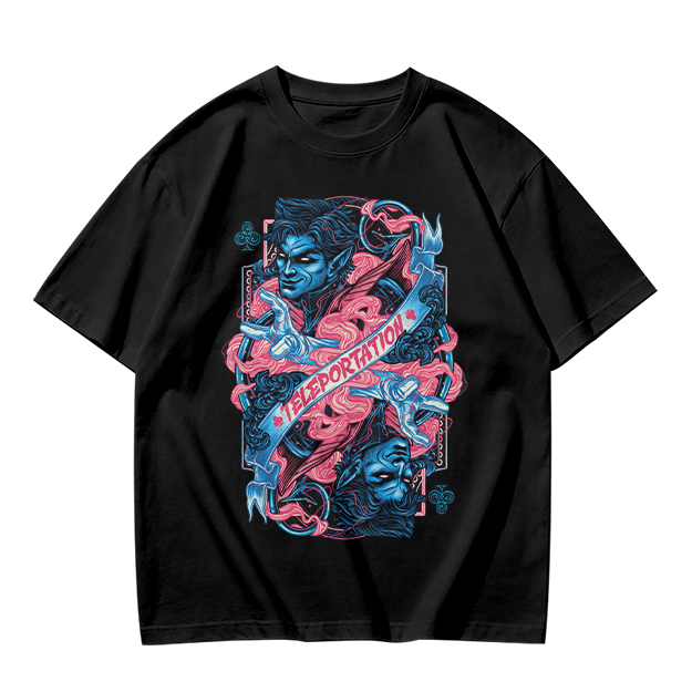 Olive Graphic Tee With Teleportation Demon Artwork