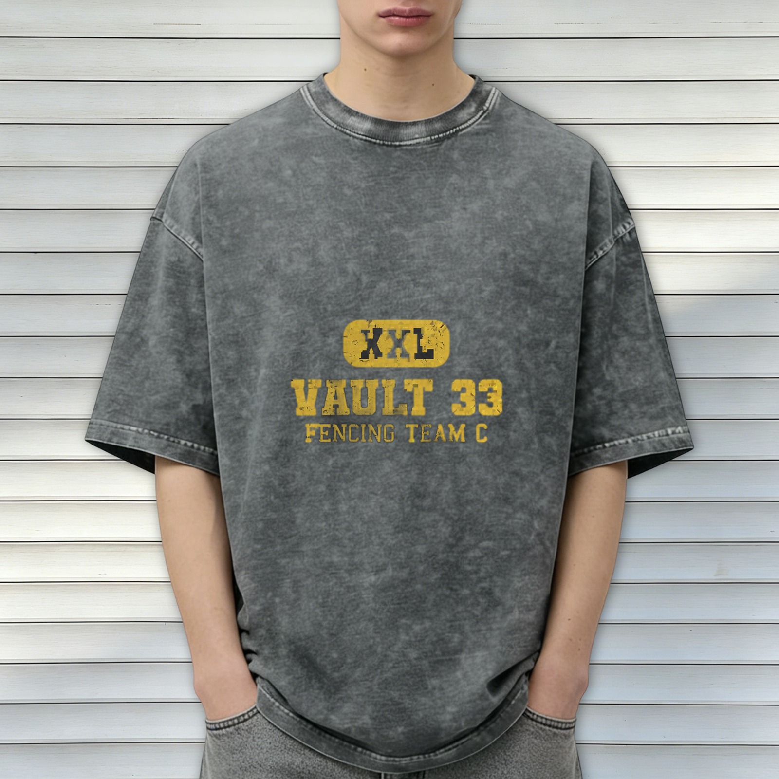 Vault 33 Fencing Team C XXL Stonewashed Black T-Shirt