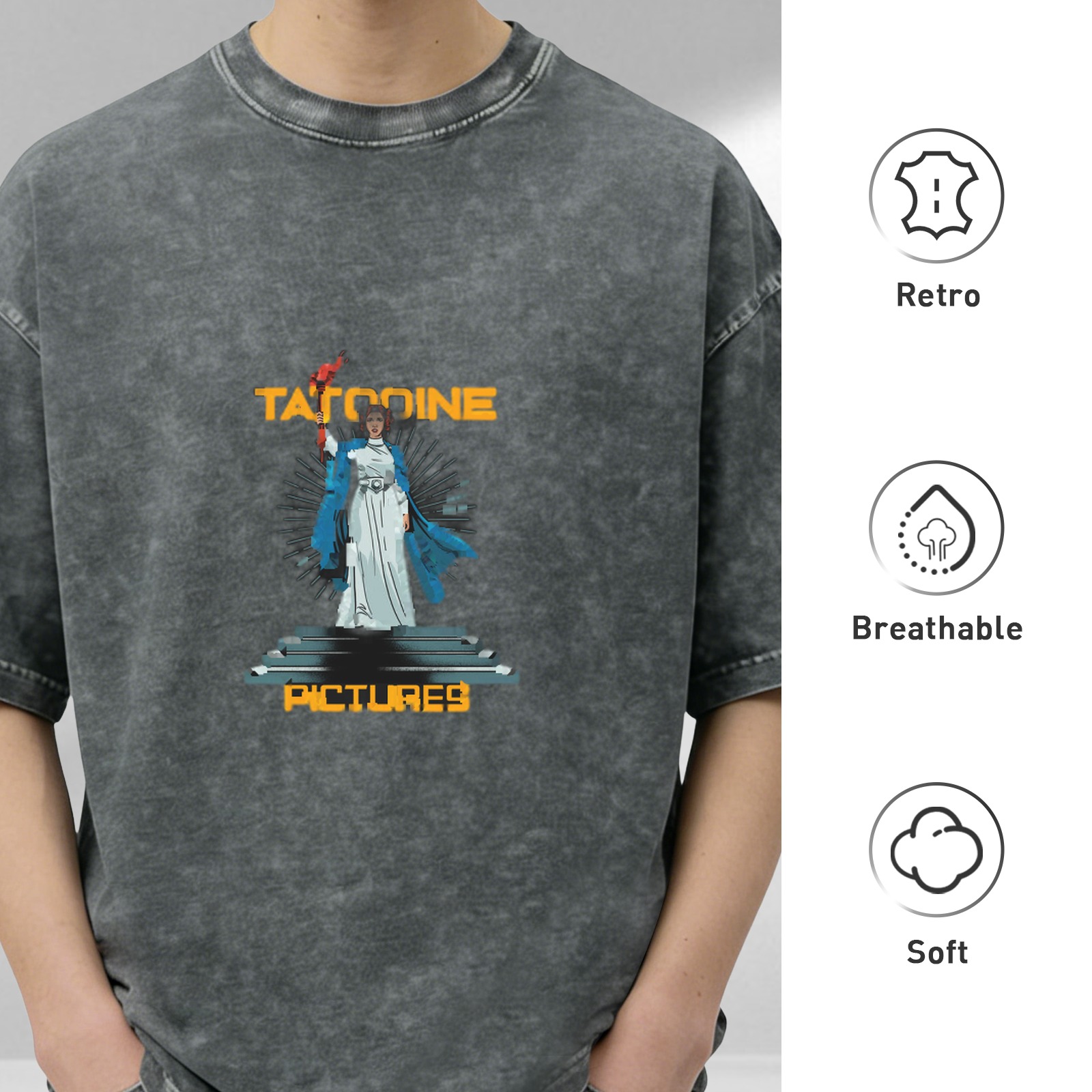 Vintage Tatooine Pictures Statue Graphic T-Shirt Design