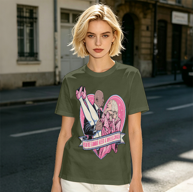 Olive Graphic T-Shirt With Funny Heart Print And Text