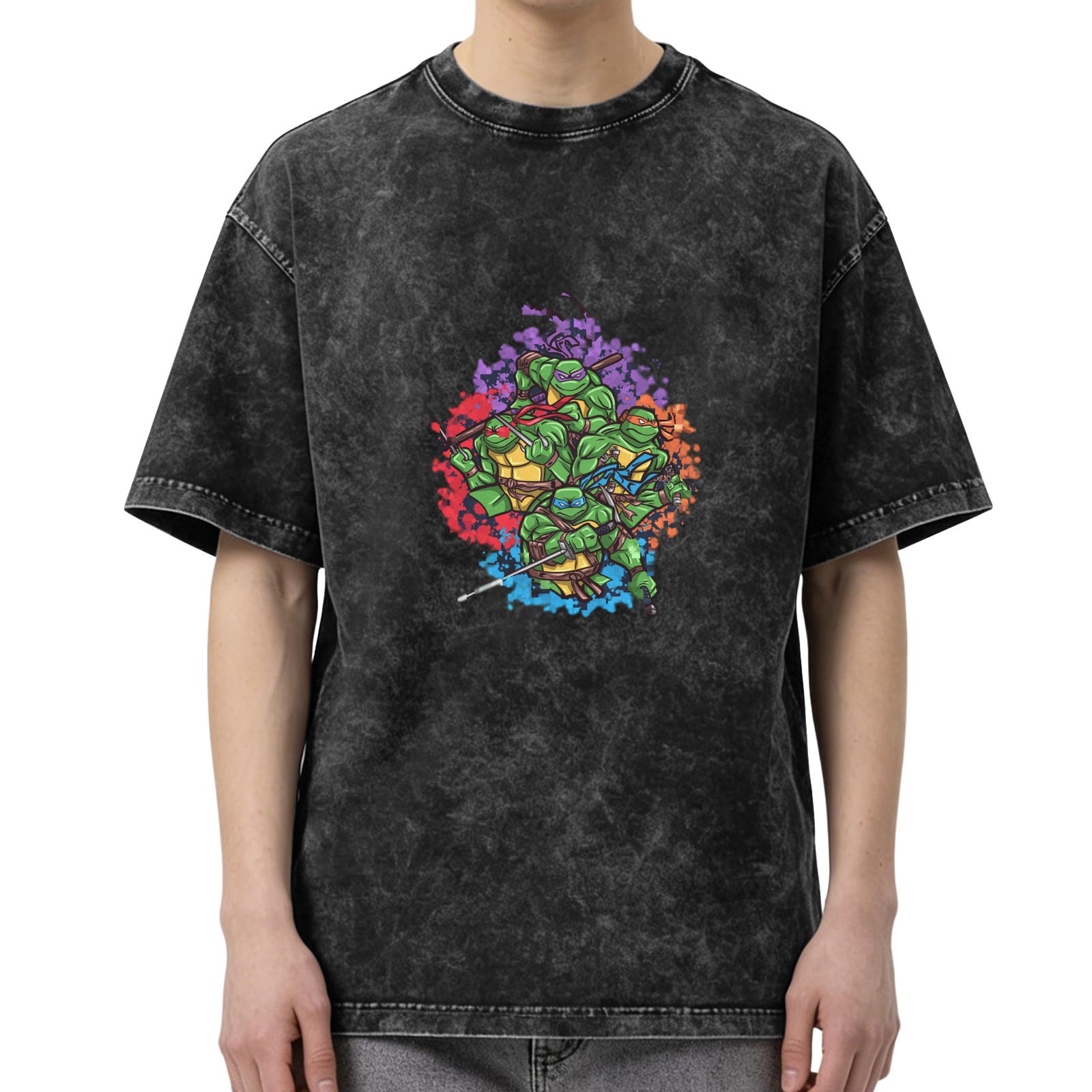 Washed Black Teenage Mutant Ninja Turtles Graphic T-Shirt