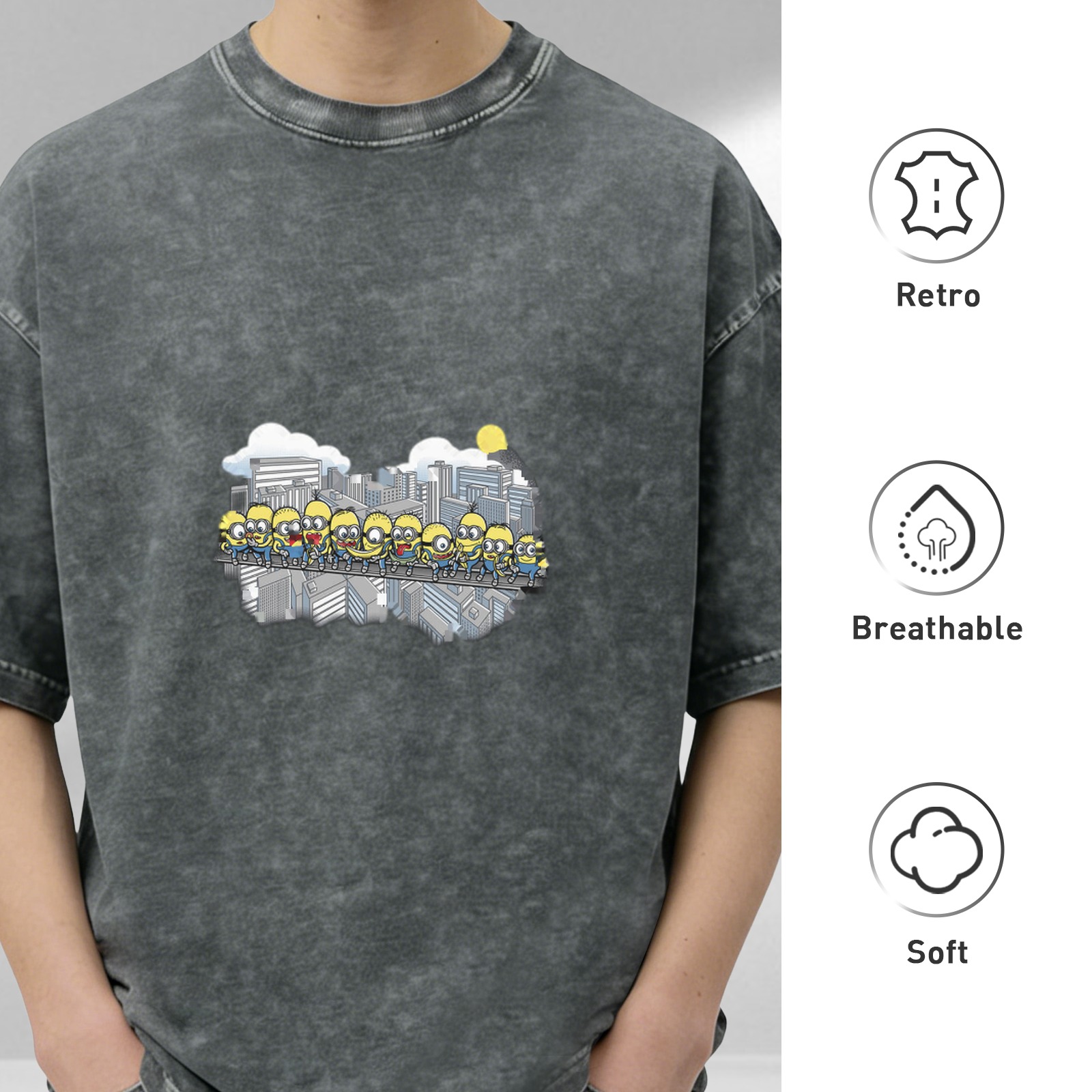 Minions Cityscape Graphic Vintage Wash T-Shirt