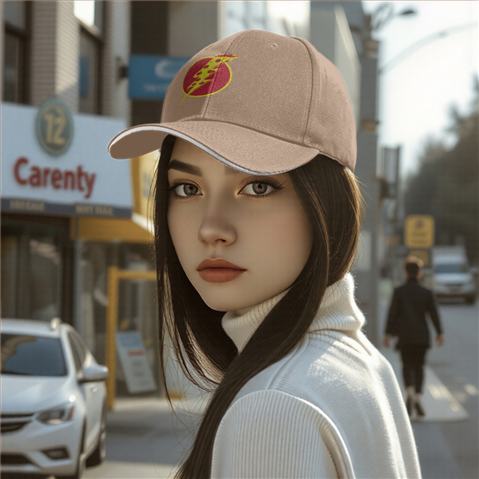 Black Baseball Cap With Pizza Lightning Bolt Graphic