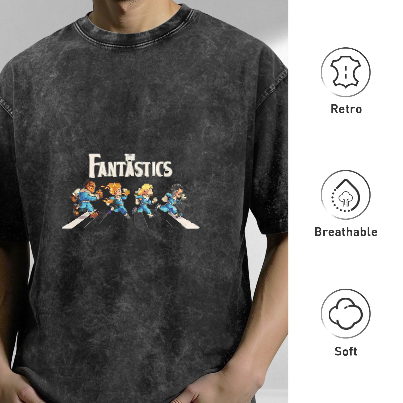 The Fantastics Abbey Road Style Graphic Oversized Stone Wash T-Shirt