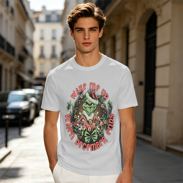 Wake Me Up When December Ends Grinch Christmas T-Shirt
