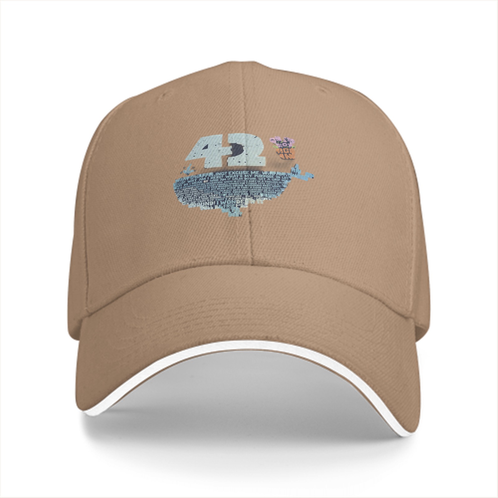 Black baseball cap with 42 and whale graphic print