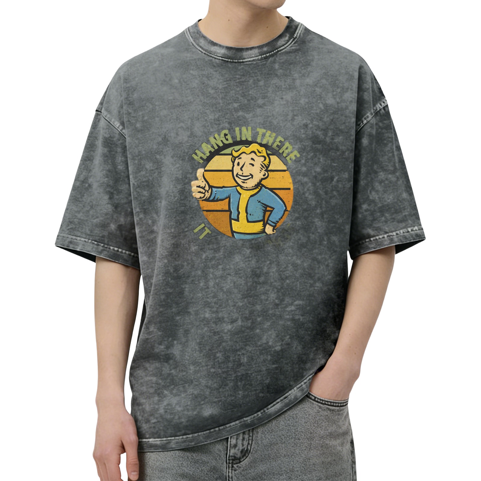 Fallout Vault Boy 'Hang In There' Vintage Wash Graphic T-Shirt
