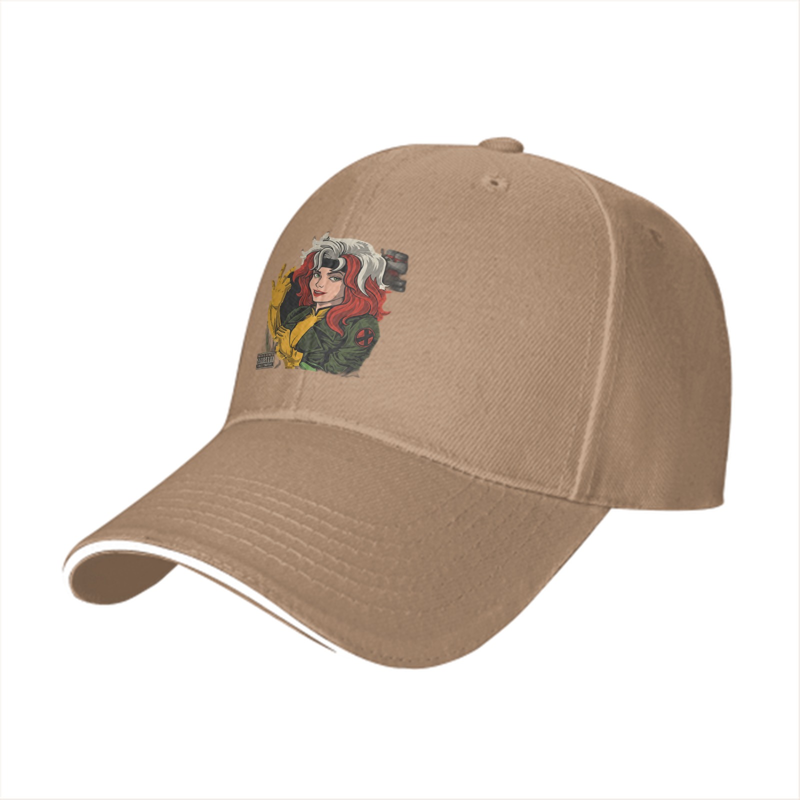 Black Baseball Cap With X-Men Rogue Graphic Print
