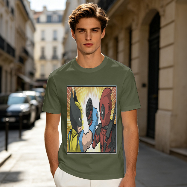 Wolverine and Deadpool Fist Bump Graphic T-Shirt