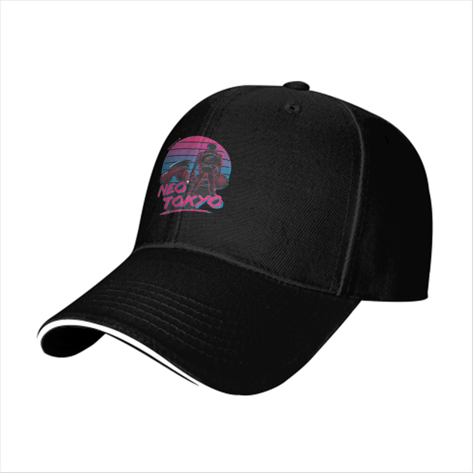 Neo Tokyo Synthwave Graphic Black Baseball Cap