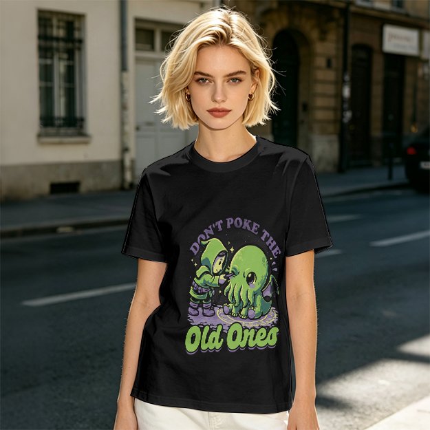 Don't Poke The Old Ones Cute Cthulhu Graphic T-Shirt
