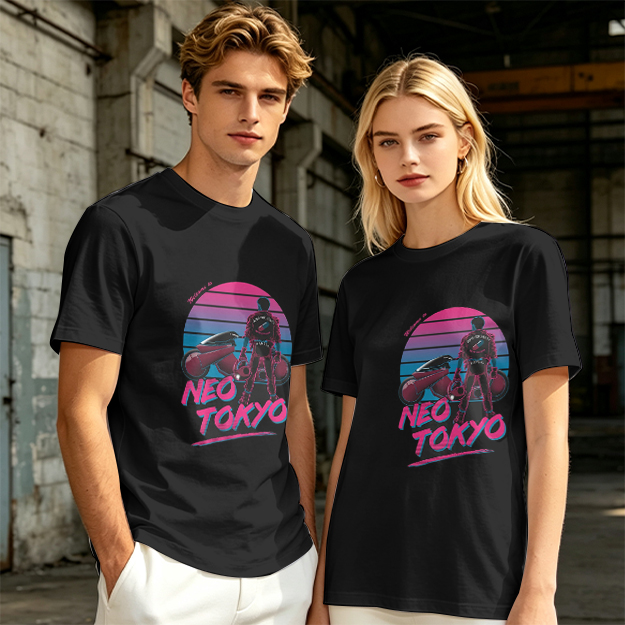 Neo Tokyo Synthwave Biker Graphic T-Shirt