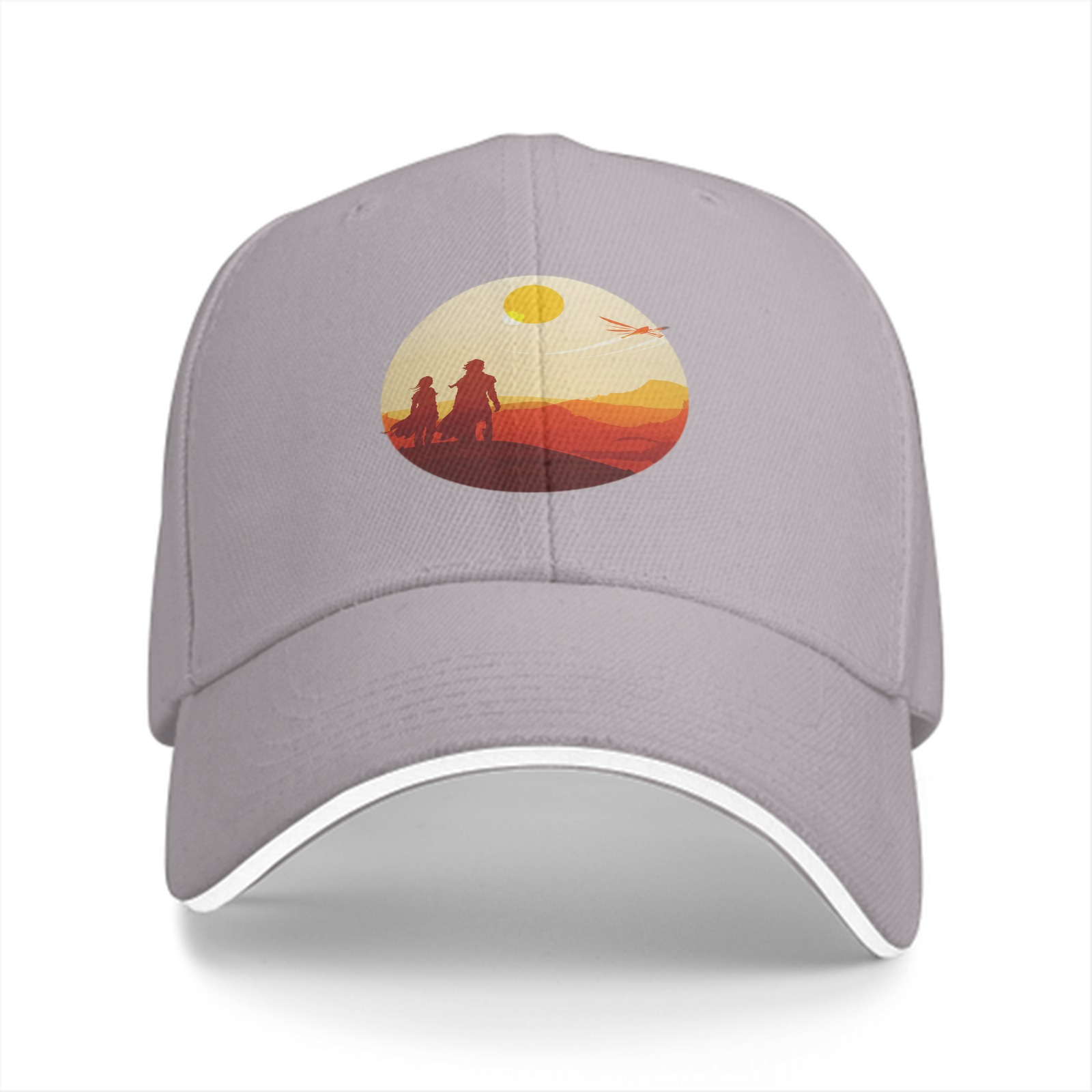 Black baseball cap with desert sunset silhouette print