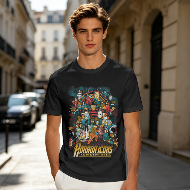 Horror Icons Group Graphic T-Shirt