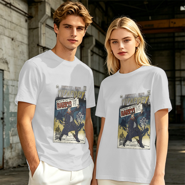 Olive T-Shirt With Wizardry Comic Style Harry Print