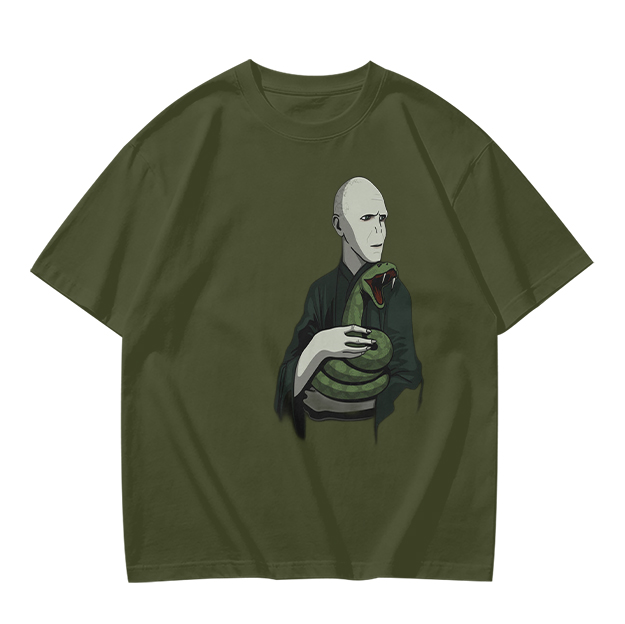 Olive T-shirt with Voldemort and Nagini Graphic Print