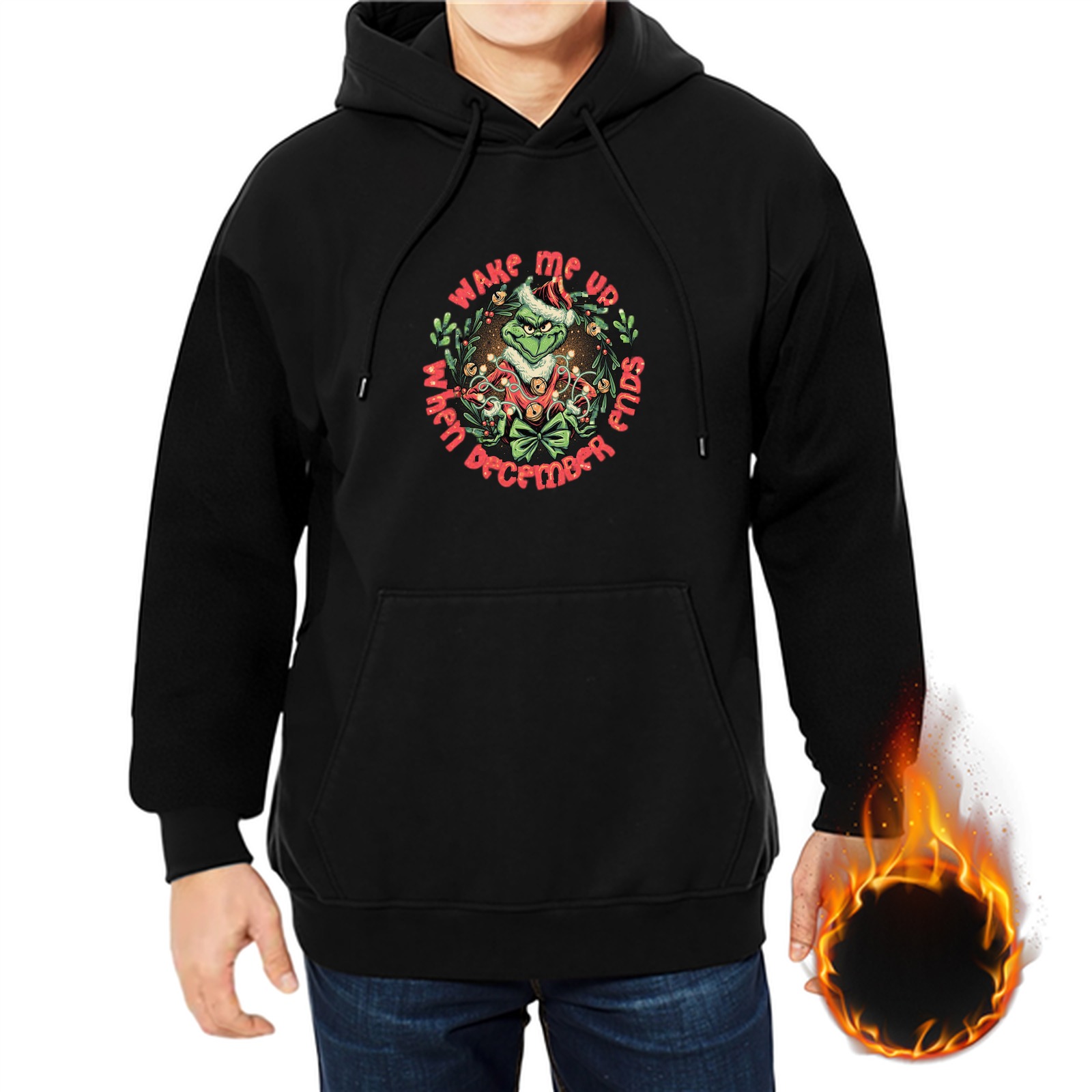 Black Grinch Christmas Hoodie Wake Me Up When December Ends